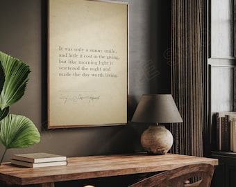 F. Scott Fitzgerald Quote Wall Art Sunny Smile Literary Art Motivational Quotes Inspirational Saying Print Art Home Art Office Decor -P559