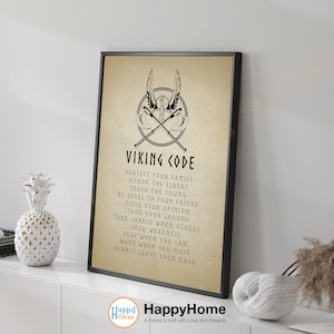 Viking Code Wall Art Viking Warrior Motivational Quotes Inspirational Print Wall Decor | Motivational Home Art Office Decor Art -P755