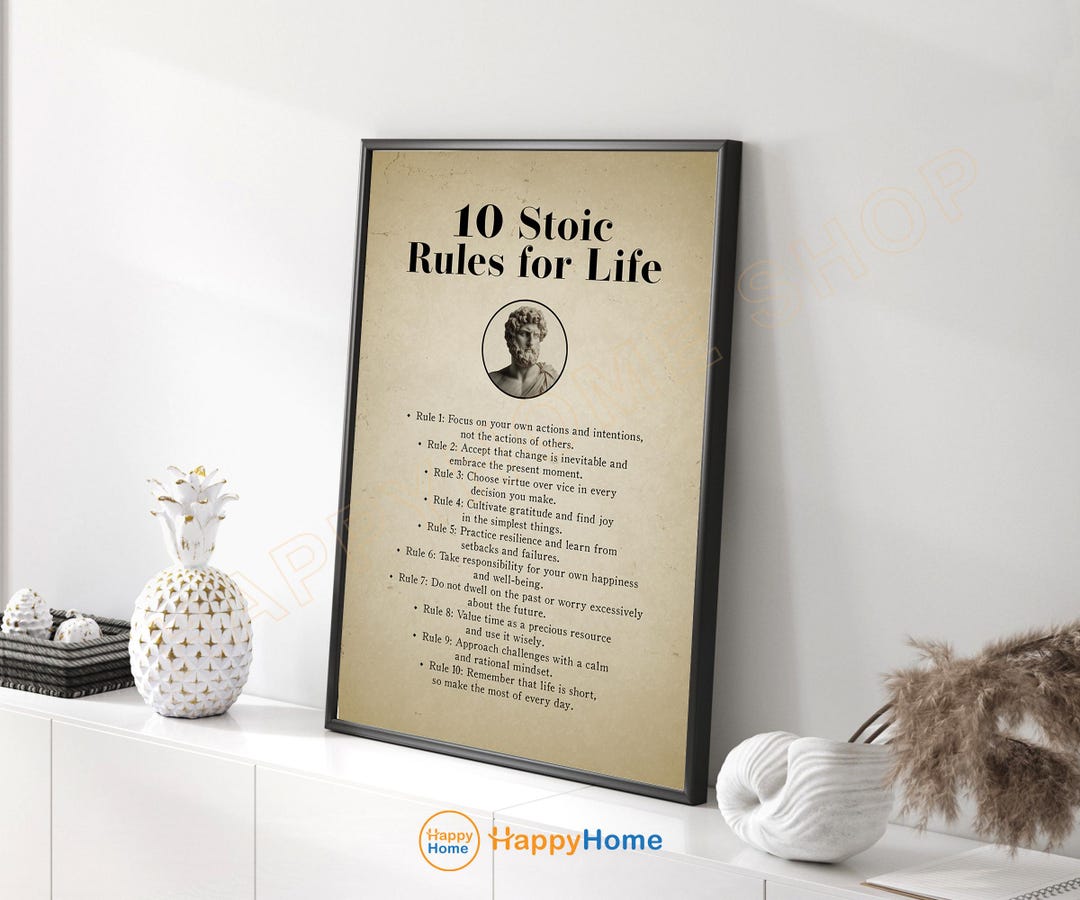 Marcus Aurelius 10 Stoic Rules for Life Wall Art Stoicism Motivational ...