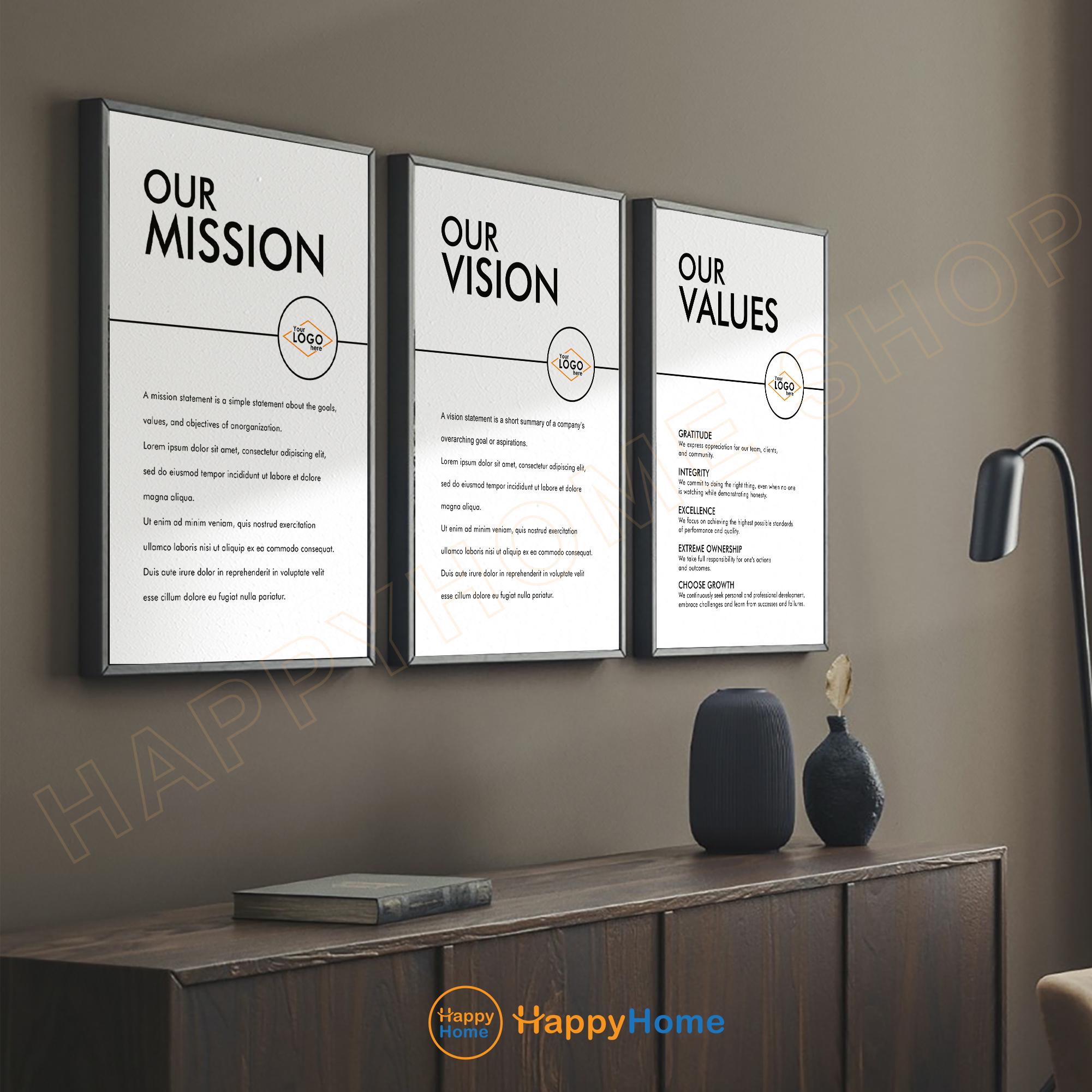 Personalized Business Values Vision Mission Wall Art Entrepreneur ...