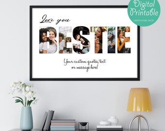 DIGITAL Printable Personalized Bestie Collage Photo Gift for Best Friends Custom Bestie Photo Collage Wall Art | Photo Collage BFF Gift