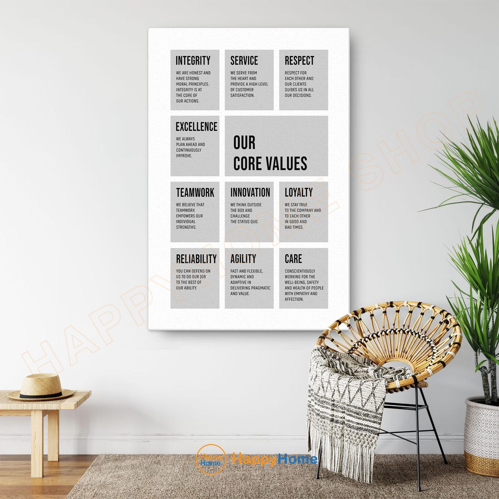 Personalized Company Core Values Wall Art Business Our Values Poster ...