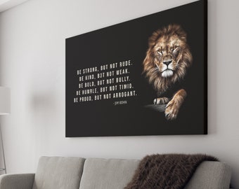 Lion Be Strong Jim Rohn Quotes Motivational Inspirational Quotes Wall Art Canvas | Motivational Quotes Home Art Office Decor Modern Art