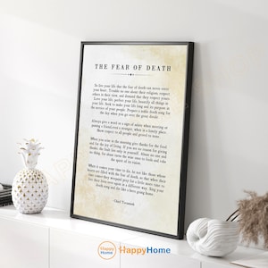 Chief Tecumseh Quote Wall Art The Fear of Death Motivational Quotes Inspirational Print Art Home Art Office Decor -PB54