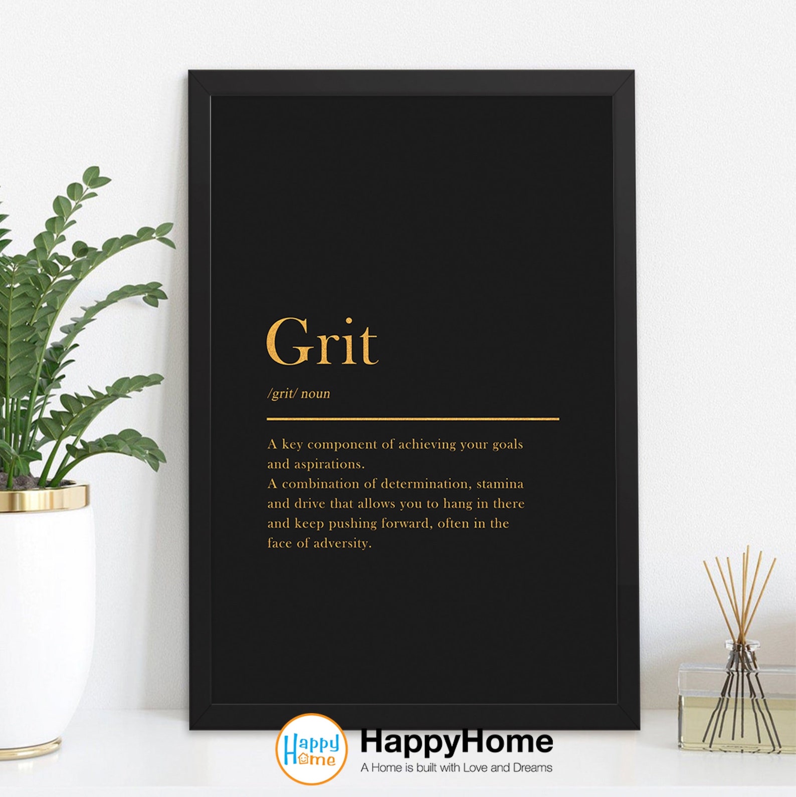 Grit Definition Poster Motivational Wall Art Inspirational Etsy