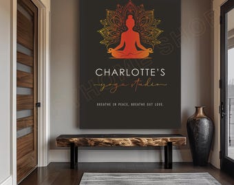 Personalized Name Yoga Studio Wall Art Custom Meditation Fitness Room Sign Workout Home Decor -PG47