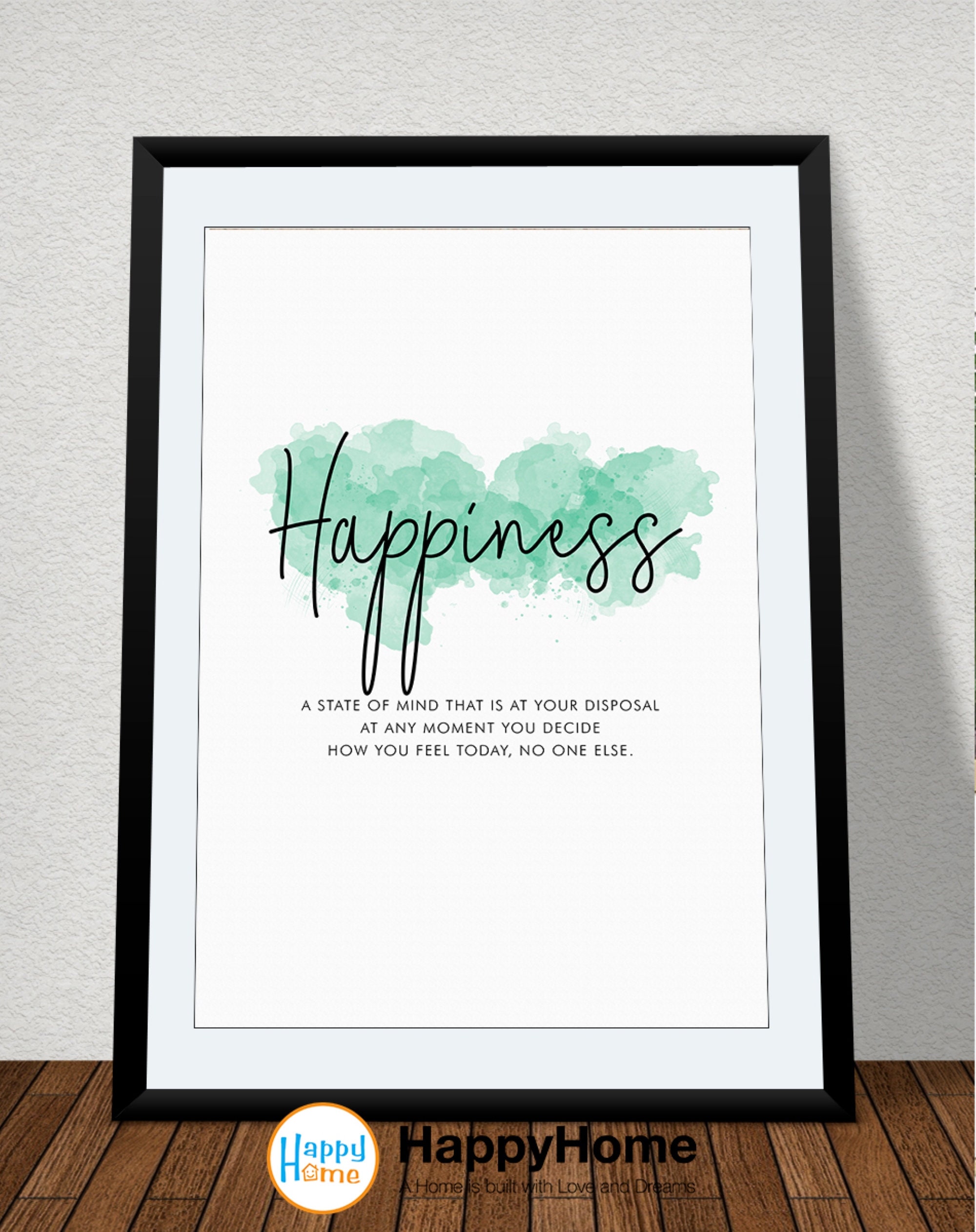 Happiness Definition Poster Motivational Wall Art | Inspirational Wall ...