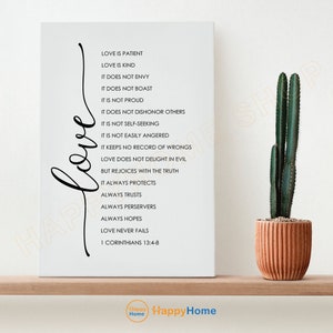 1 Corinthians 13:4-8 Love is Patient Bible Verse Wall Art | Modern Christian Decor | Scripture Print Bible Poster Home Decor Modern Art-P856
