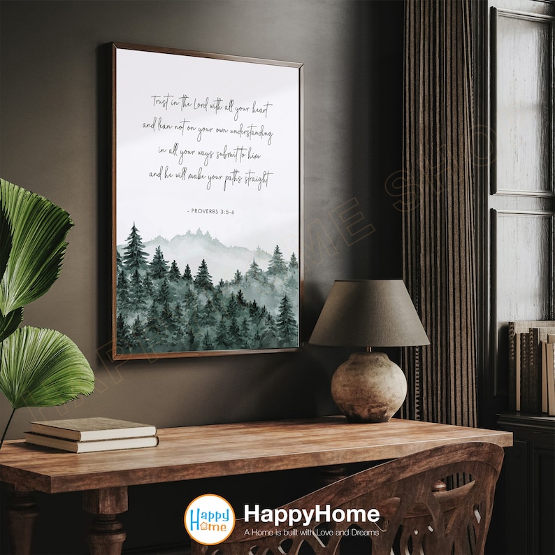 Proverbs 3:5-6 Bible Verse Wall Art Trust in the Lord Scripture Quote ...