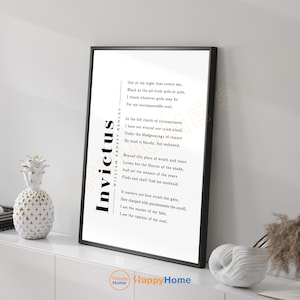 Invictus Wall Art William Ernest Henley Poem Literary Prints Art Poetry Print Art Motivational Book Page Art Wall Decor -P826