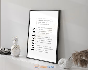 Arte mural Invictus, poema de William Ernest Henley, impresiones literarias, impresión de poesía, arte motivacional, página de libro, decoración de pared -P826