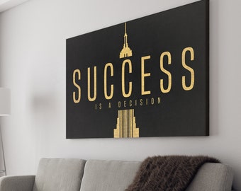 Success is a Decision Wall Art Motivational Poster | Inspirational Wall Art Entrepreneur Quotes Success Poster Home Art Office Decor