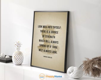 Marc Aurel Zitat Wandkunst Look Well In Thyself Stoizismus Motivationszitate Inspirierende Stoatik Philosophie Print Art Home Decor-PC65