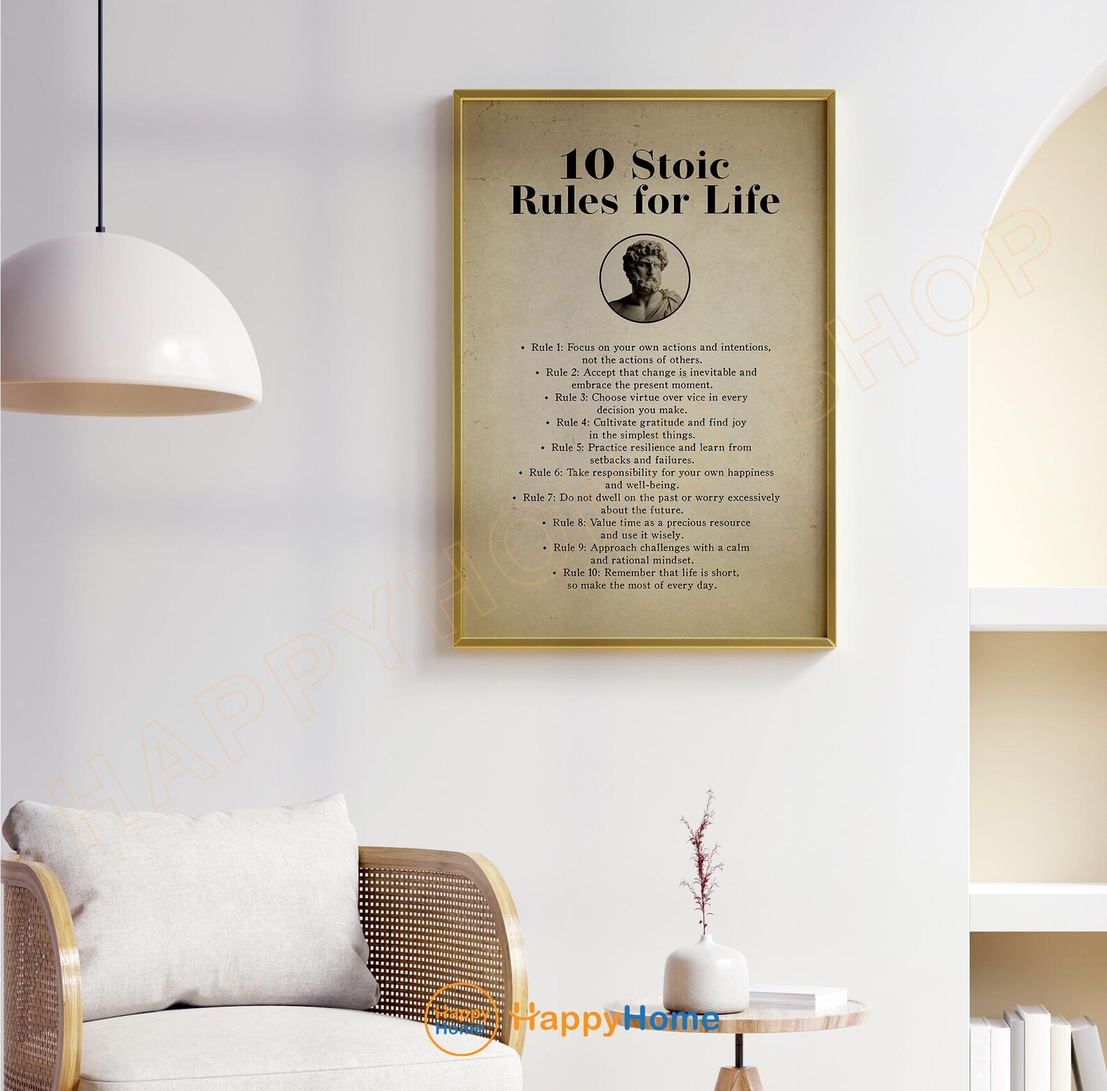 Marcus Aurelius 10 Stoic Rules for Life Wall Art Stoicism Motivational ...