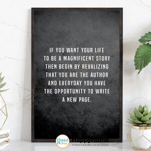 Sie sind der Autor Ihrer Geschichte Wandkunst Motivationszitate Inspiration Kunstdruck Home Art Office Decor -P682