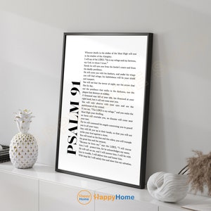 Psalm 91 NIV Bible Verse Wall Art He Who Dwells in the Shelter Scripture Quote Prints | Christian Poster Home Art Wall Decor - P832