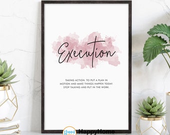 Poster med definition av utförande motiverande väggkonst | Inspirerande väggkonst entreprenörscitat poster hemkonst kontorsinredning modern canvastavla