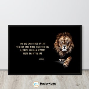 Lion Wall Art Jim Rohn Motivational Quotes Inspirational Wall Art ...
