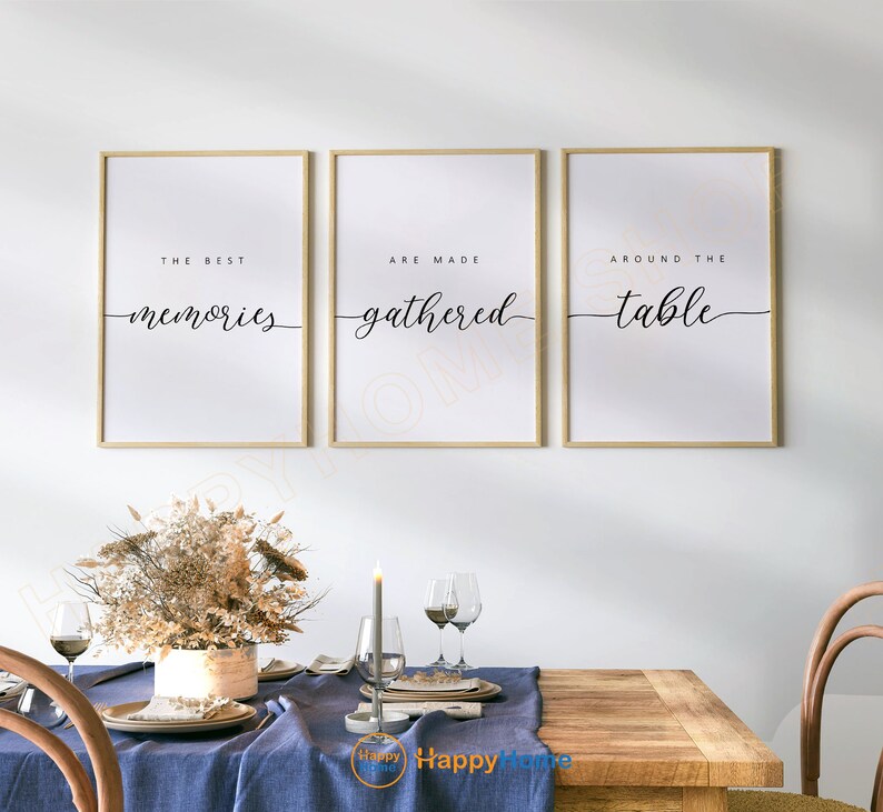 neutral beige kitchen prints, dining room prints, set... Kitchen Wall Decor Dining Room Prints Dining Room Wall Art Farmhouse ...