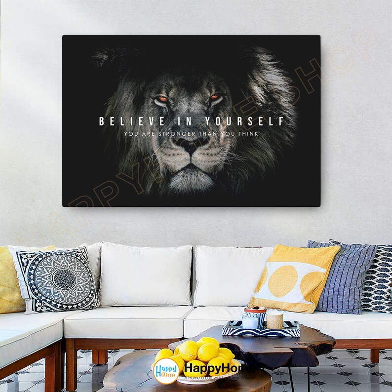 Lion Wall Art Believe in Yourself Motivational Quotes Inspirational ...