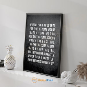 Watch Your Thoughts Wall Art Motivational Quotes Inspirational Art Print Mahatma Gandhi Quotes Home Art Office Decor -PA62