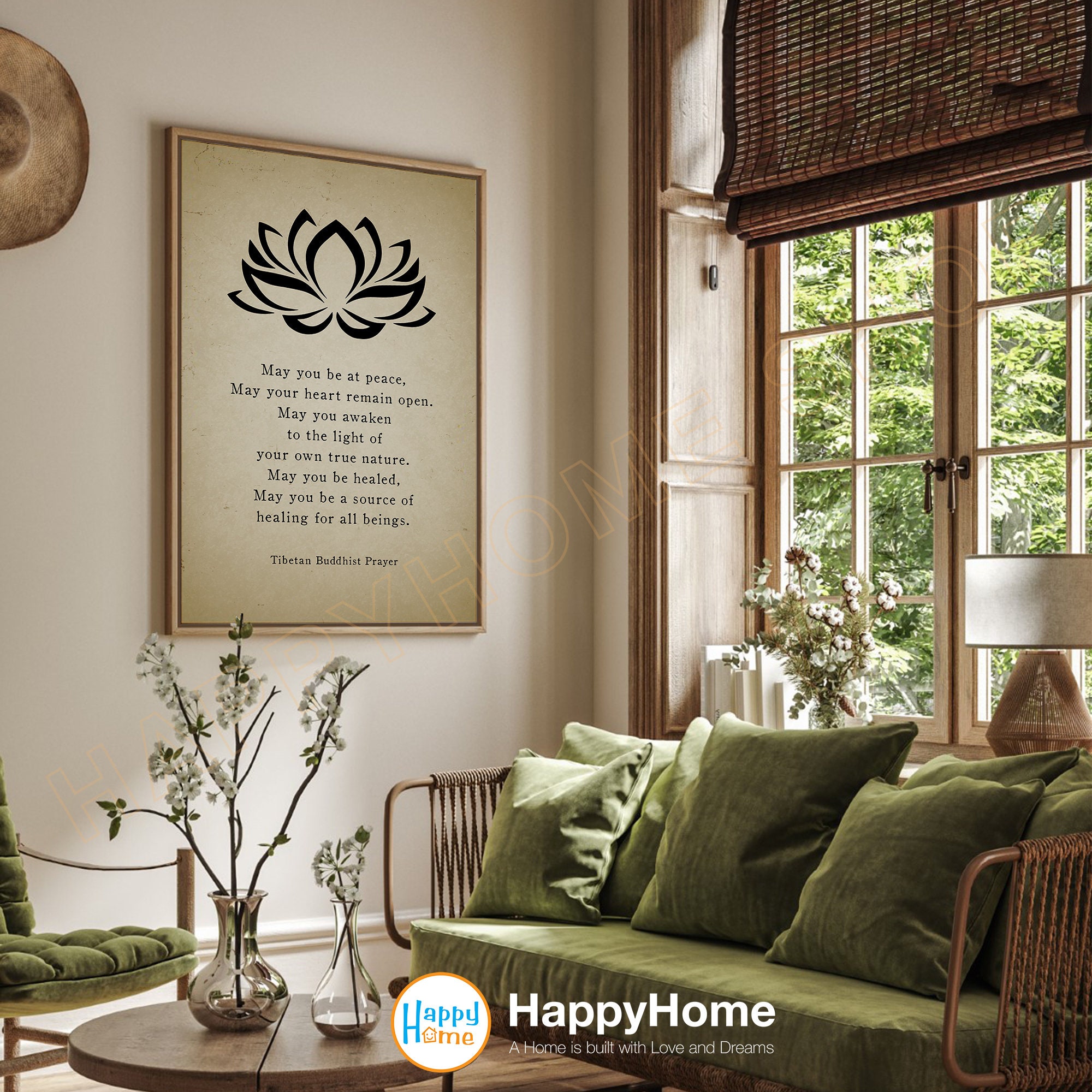 Tibetan Buddhist Prayer Wall Art Lotus Buddhism Print Art Spiritual ...