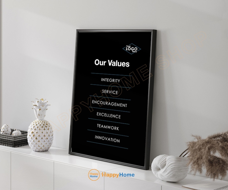 Custom Company Core Values Wall Art Business Office Decor Personalized ...