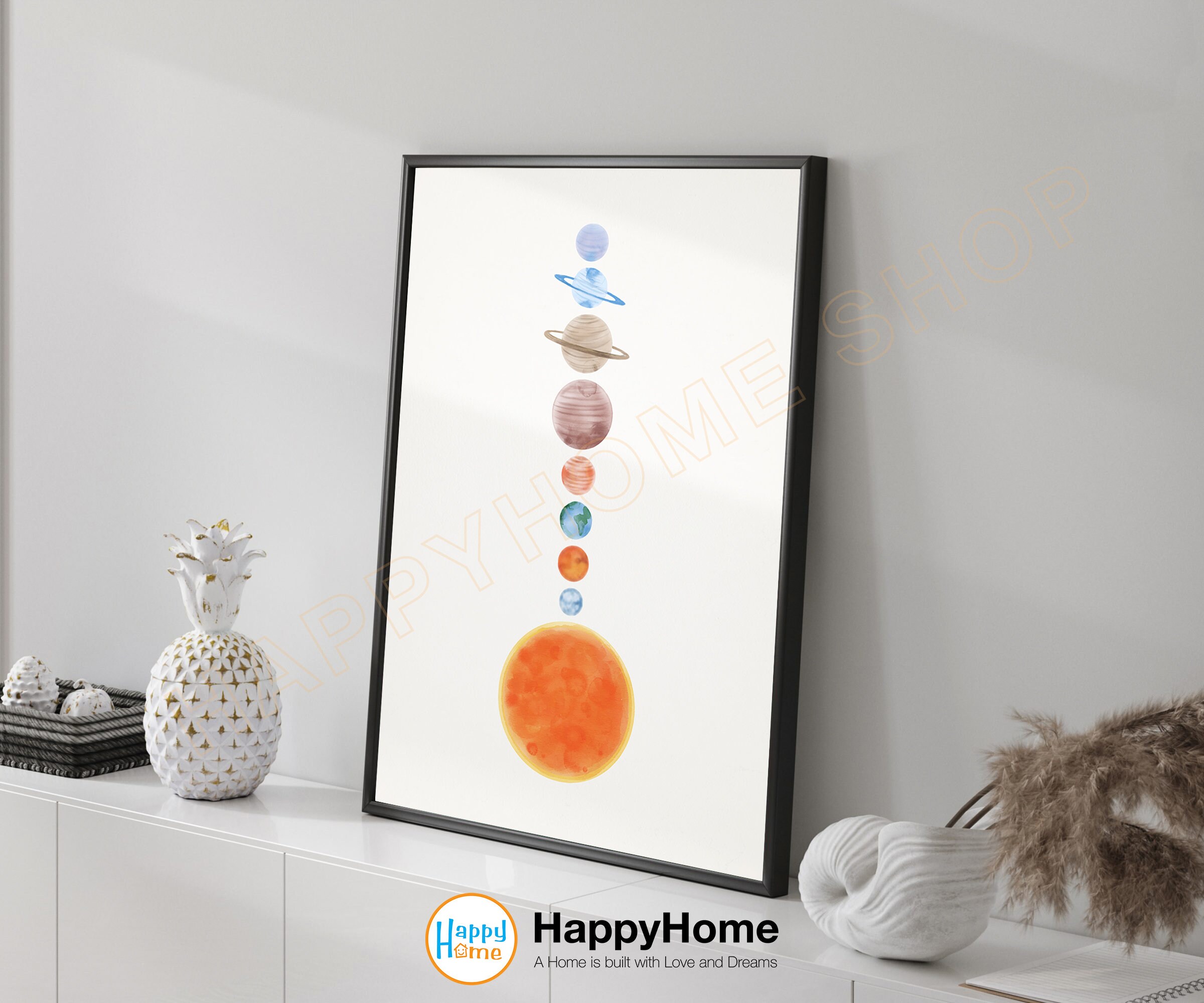 Solar System Wall Art Watercolor Solar System Prints Art Planets Wall ...