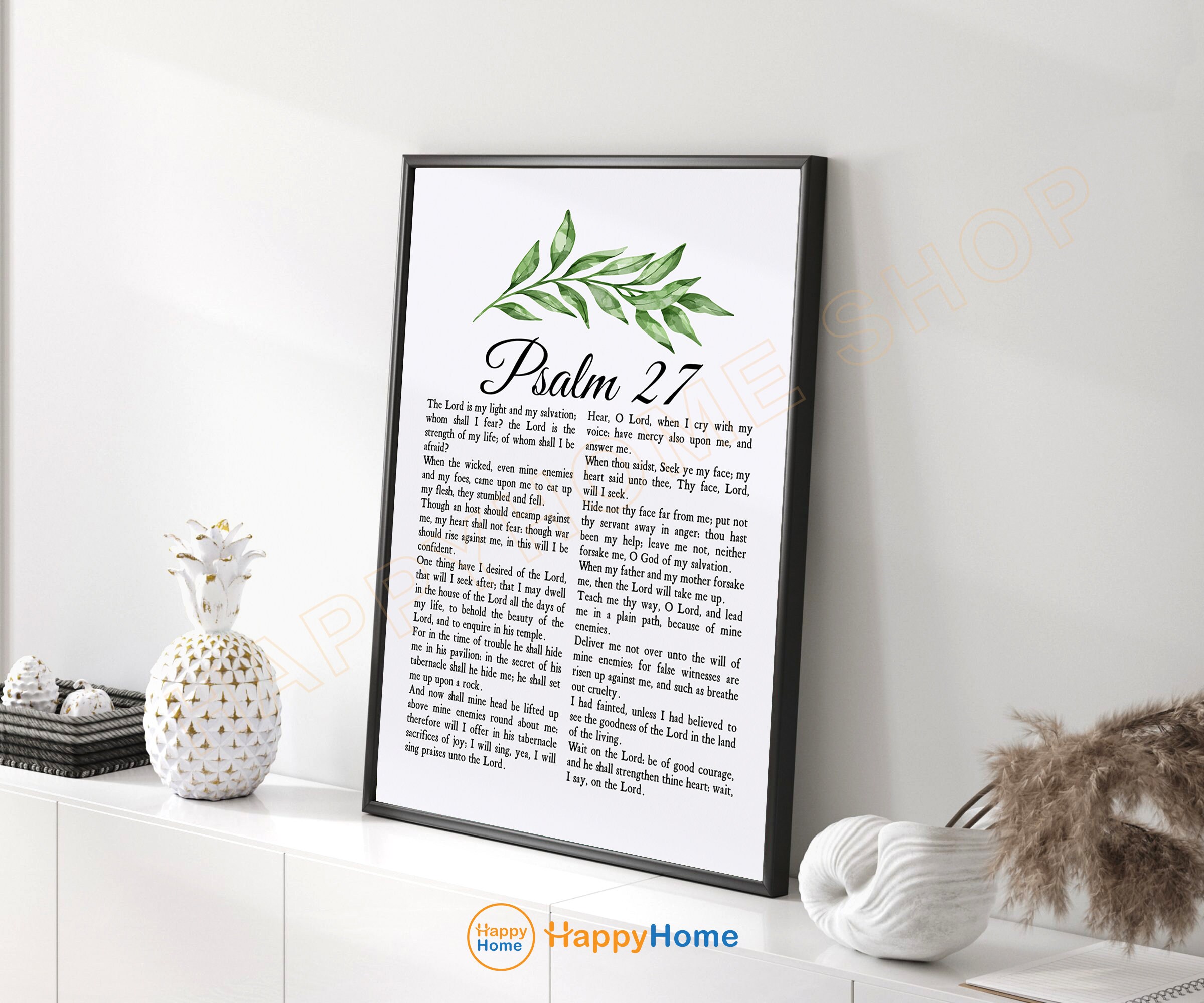 Psalm 27 Bible Verse Wall Art the Lord is My Light Scripture Quote ...