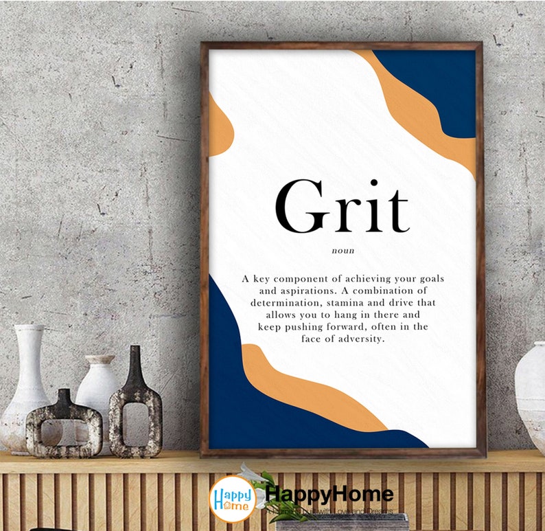 Grit Definition Poster Motivational Wall Art Inspirational Etsy