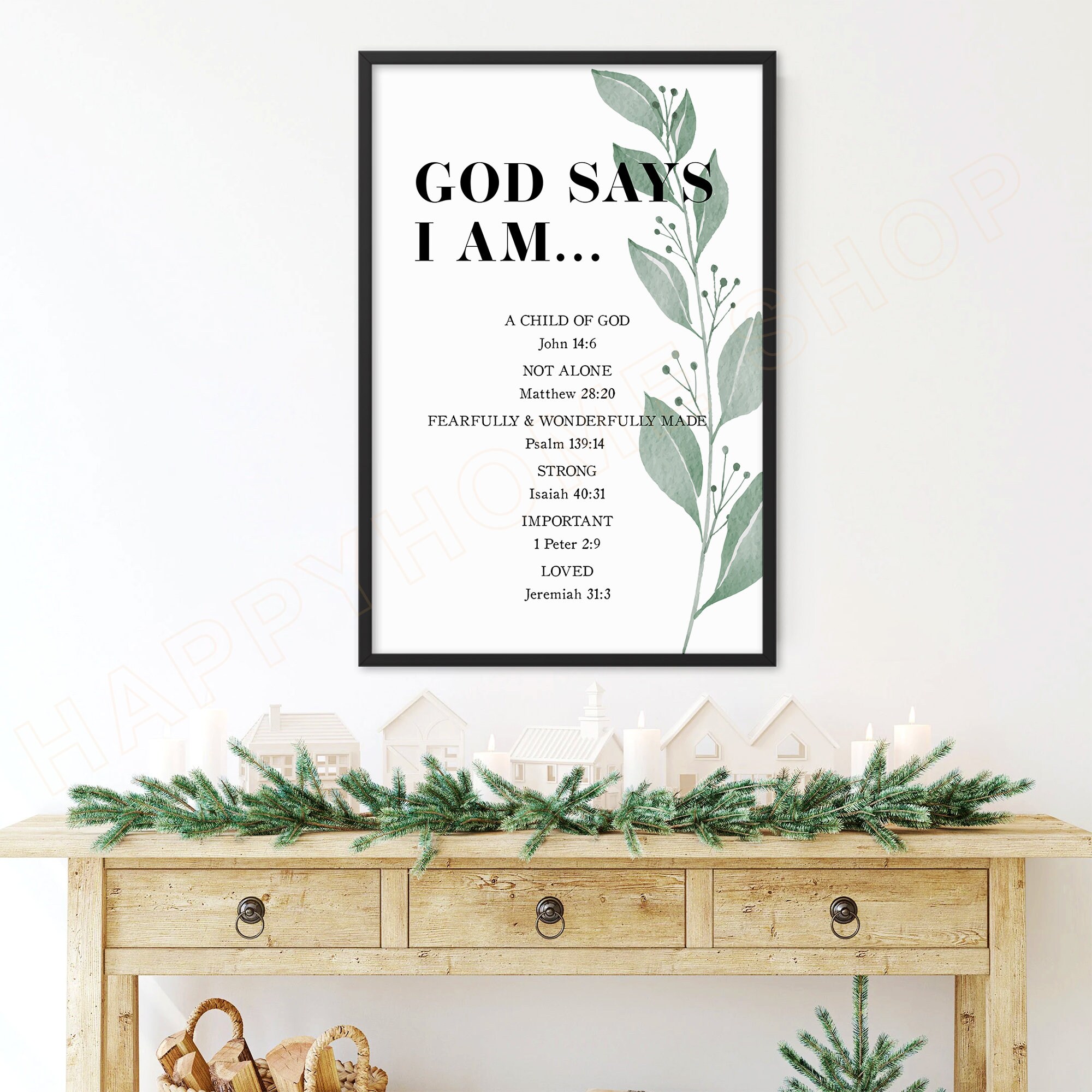 God Says I Am Bible Verse Wall Art Scripture Prints Christian Bible Art ...