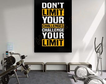 Don't Limit Your Challenges Wall Art Workout Room Decor Gym Sign Fitness Prints Motivational Quotes Canvas Modern Art -PF17