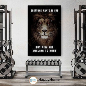 Lion Wall Art Everyone Wants To Eat Workout Room Decor Gym Poster Fitness Prints Art Weightlifting Fitness Motivational Quotes Decor -P590
