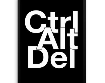 Ctrl Alt Del Poster Motivational Inspiration Quotes Wall Art | Delete Control Wall Art Decor | Motivational Quotes Print Canvas