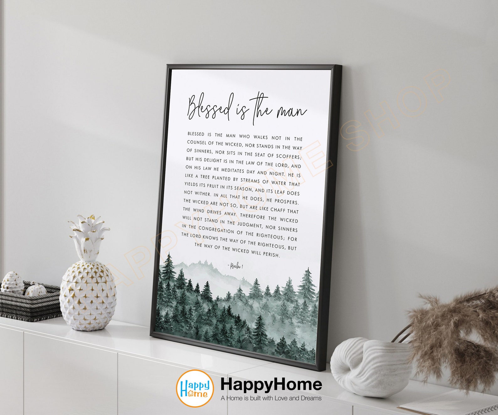 Psalm 1 ESV Blessed is the Man Bible Verse Wall Art Scripture - Etsy