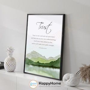 Proverbs 3:5-6 Bible Verse Trust in the Lord With All Your Heart Scripture Quote Print | Christian Bible Poster Home Art Office Decor -P792