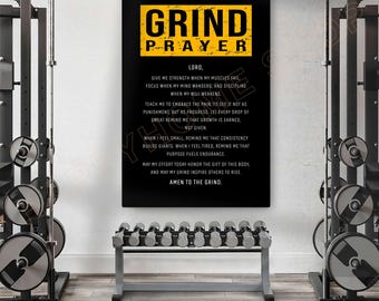 Home Gym Wall Art The Grind Prayer Motivational Workout Room Decor Gym Poster Fitness Sign Inspirational Canvas Decor -PG30