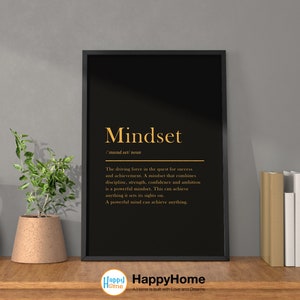 Mindset Definition Wall Art Motivational Wall Art | Inspirational Poster Entrepreneur Meaning Quotes Home Art Office Decor Modern Canvas Art