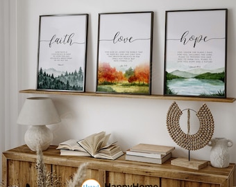 Faith Hope Love Bible Verse Wall Art Set Motivational Bible Poster ...