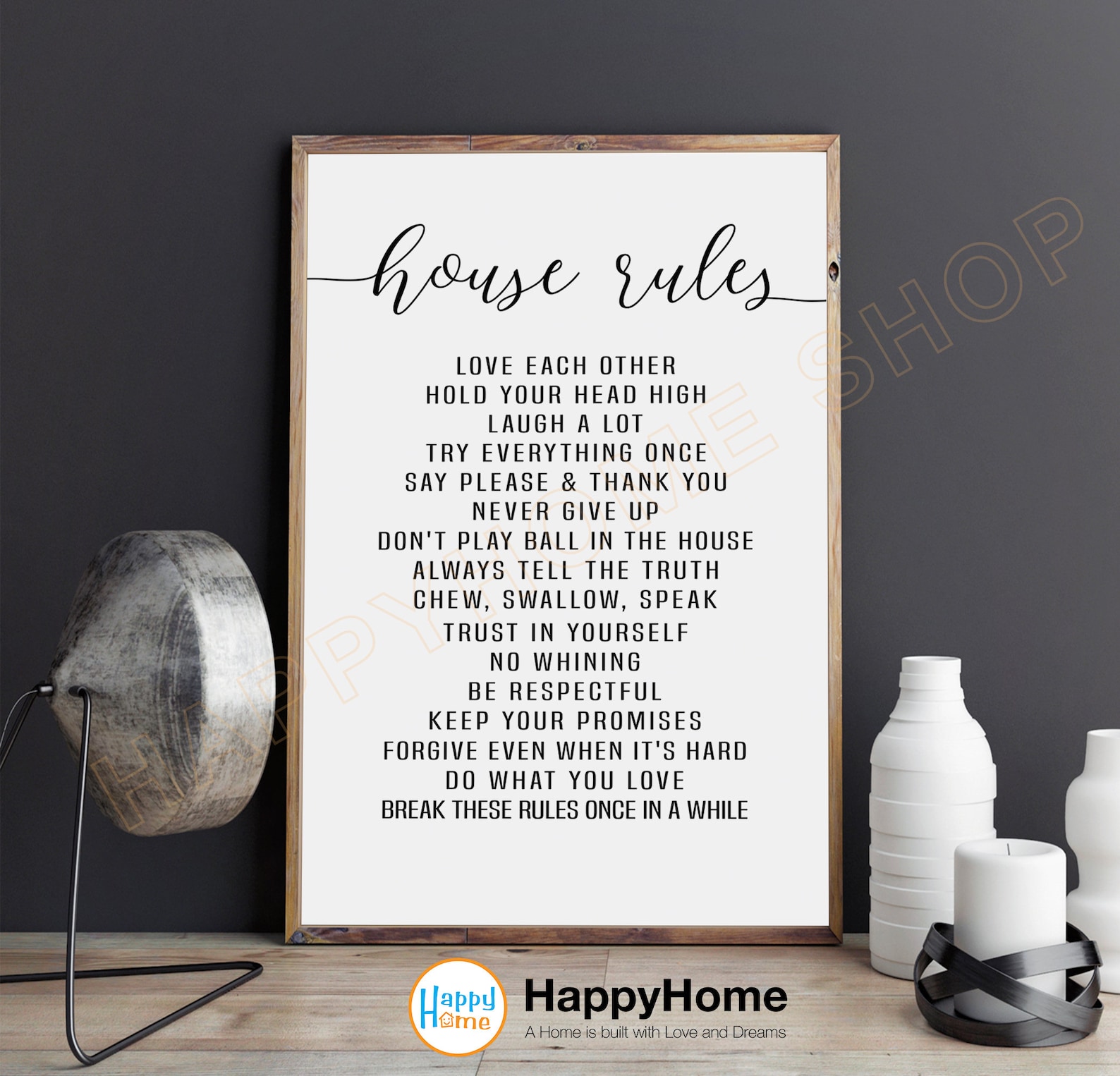 House Rules Wall Art Family Rules Home Sign Decor Canvas Art Etsy