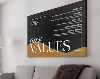 Personalized Our Values Statement Wall Art Entrepreneur Core Values Poster Business Sign Office Wall Decor -PG18