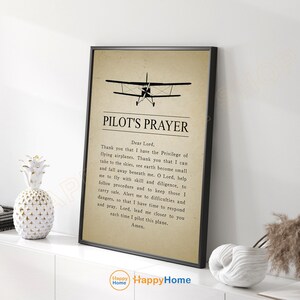Pilotens bön Väggkonst Flygtryck Vintage Flygplanscitat Canvas Väggdekor Modern Kristen Inredning Hemkonst Kontorsdekor Konst - PC09