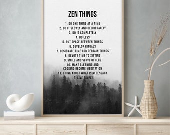 Meditation Zen Things Wall Art Motivational Inspirational Quotes Print | Motivational Zen Quotes Home Art Office Decor Modern Art Decor