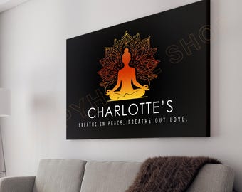 Personalized Name Yoga Studio Wall Art Custom Meditation Fitness Room Sign Workout Home Decor -PG45