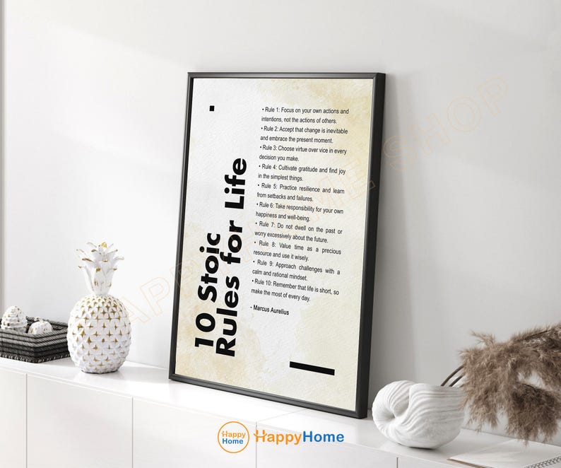 Marcus Aurelius 10 Stoic Rules for Life Wall Art Stoicism Motivational ...