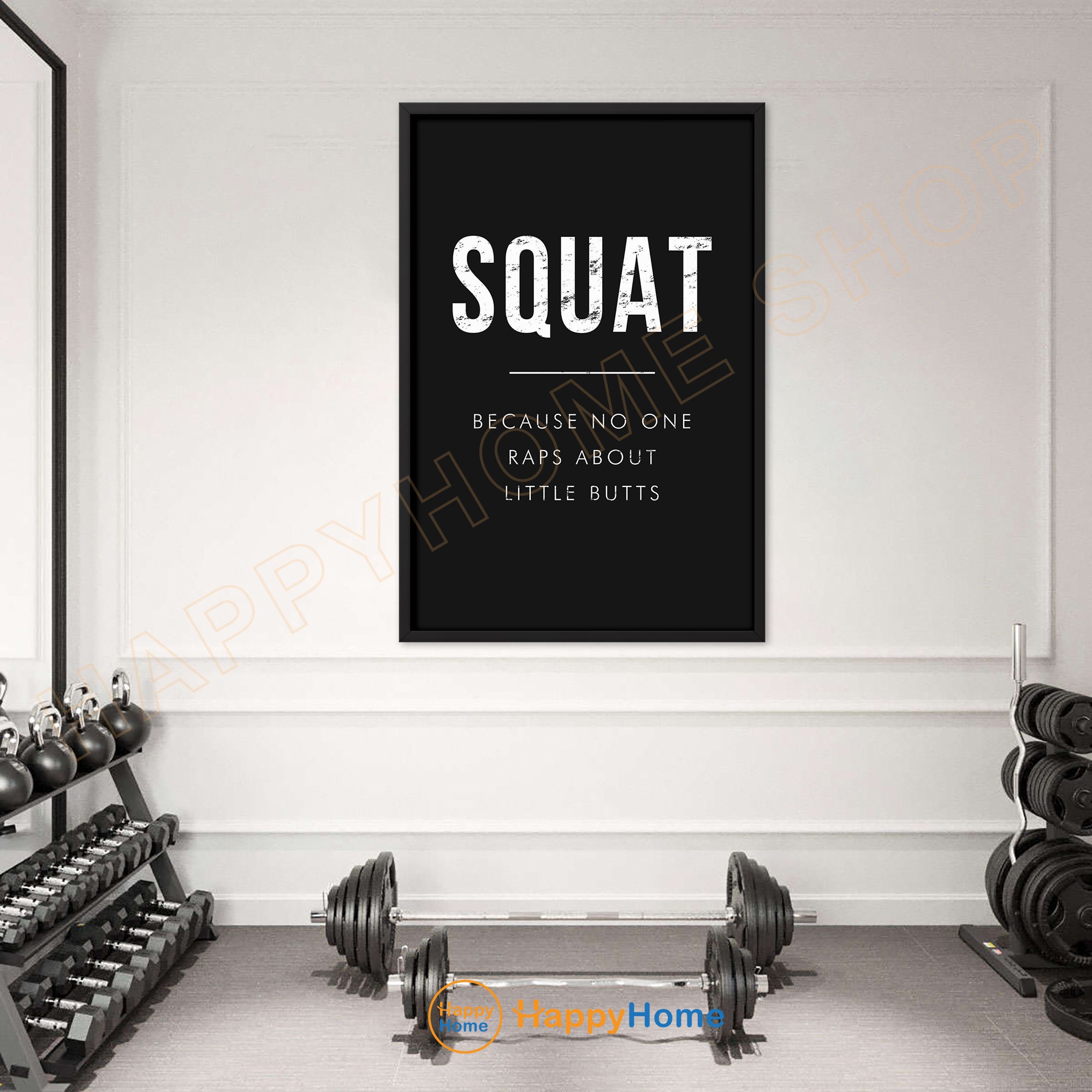 Gym Quote Wall Art Squat Exercise Workout Room Decor Gym Poster Fitness ...