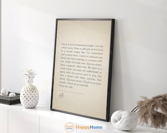 Eat at A Local Restaurant Tonight Wall Art Chef Fan Quotes Art Kitchen Decor Travel Inspiration Poster Wall Decor -P835