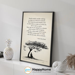 Thich Nhat Hanh Quotes Wall Art The Real Miracle of Mindfulness Motivational Quote Spiritual Wall Decor Meditation Artwork Home Decor -P645