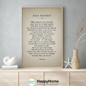Self Respect Wall Art Motivational Inspiration Quotes Wall Art Canvas  | Motivational Quotes Home Art Office Decor Modern Art