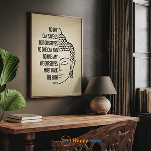 Buddha Quote Wall Art No One Can Save Us But Ourselves Motivational Mindfulness Quote Print Spiritual Meditation Artwork Decor-PA24